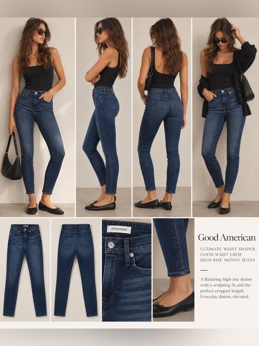 NWOT Good American Ultimate Waist Shaper Good Waist Crop High Rise Skinny Jeans